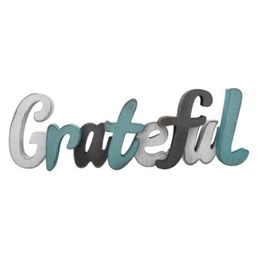 Imagem de Sinal de agradecimento de madeira rústica em bloco de madeira decoração de parede, sinal decorativo de palavra pendurado, azul-petróleo, água, recorte autônomo, letra de palavra, sinal de mesa