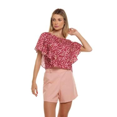 Imagem de Bermuda Nino Danieli Feminina Linho Cintura Alta BSFV82011 P ROSE-Feminino