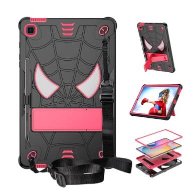 Imagem de Dteck Capa protetora leve para Samsung Galaxy Tab S6 Lite de 10,4 polegadas (SM-P610/P613/P620) 2024/2022/2020, com suporte/S caneta/alça de ombro, capa protetora leve para crianças, preta/rosa