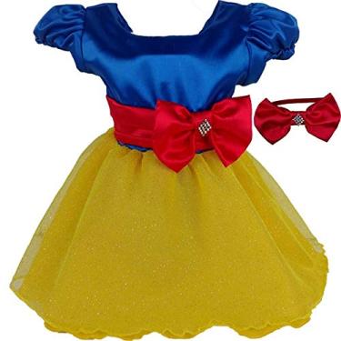 Imagem de Vestido de Festa Branca de Neve Cetim Luxo Com Tiara EG 11-12