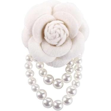 Imagem de Broche de flor de camélia de tecido estilo coreano, broche feito à mão em tecido de fantasia, broche de pérola, borla, corsage, moda, joias, broche, pinos, clipes de xaile para mulheres, meninas,