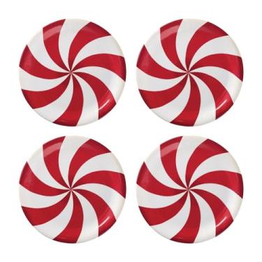 Imagem de UP Louça, 4 peças, pratos de melamina, sobremesa, aperitivo, jantar, pratos pequenos, festa, redondo, menta vermelha