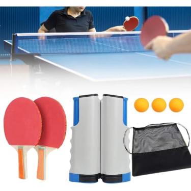 Imagem de Kit de Tênis de Mesa Instantâneo - Rede Retrátil com 2 Raquetes e Bolinhas