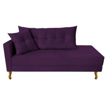 Imagem de Recamier Azura 185cm com Almofada Lado Direito Suede Roxo - Amarena Móveis