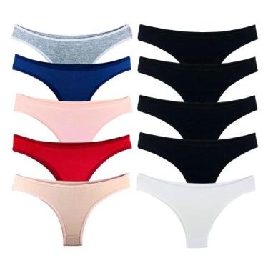 Imagem de Kit 10 Tangas 100% Algodão feminina confortável elegante - Império das