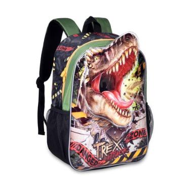 Imagem de Mochila Escolar Dinossauro Trex Clio Style 3D, verde