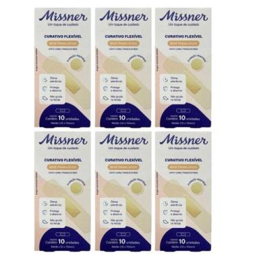 Imagem de Kit 6 Curativo Flexível Bege 1,9cm X 7,5cm 10Un - Missner