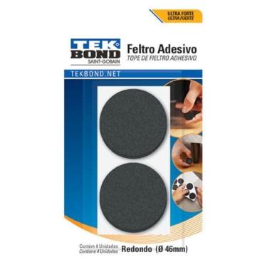 Imagem de Feltro Adesivo Redondo Preto 46mm C/4 Tek Bond, Preto