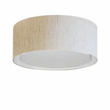 Imagem de Plafon Duplo Cilíndrico Md-3036 Cúpula em Tecido 50x25cm Linho Bege - 