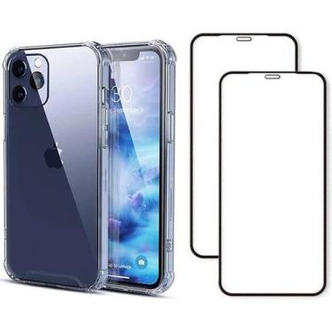 Imagem de Kit 2 Películas 3D Vidro + Capa Capinha Transparente para Iphone 12 - 
