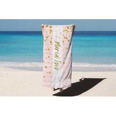 Imagem de Toalha de Banho Verão Praia Bolinhas Personalizado Nome Maria Isis - D