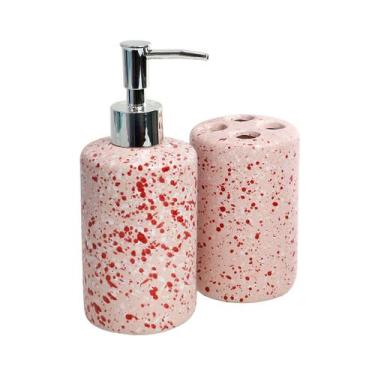Imagem de Jogo de banheiro de porcelana 2 peças 300ml - EQP PRESENTES, 300 ML