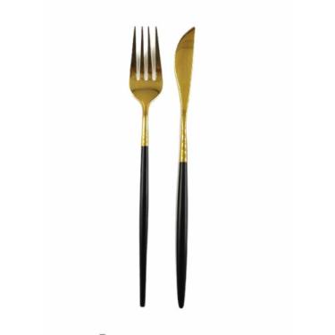 Imagem de Conjunto Talher Gold Aço Inox 2 Peças Garfo Faca - KINGLEEN