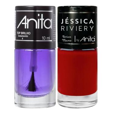 Imagem de Esmalte Arrisco mesmo Coleção Jéssica Riviery + Top Brilho 10ml Anita