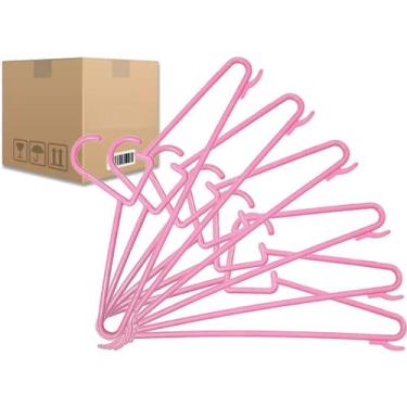 Imagem de Kit 30 Cabides Roupa Infantil Modelo Fixo Bola Rosa 8mm - M5 Armarinho