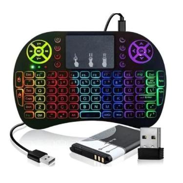 Imagem de Mini Teclado Sem fio Portátil Com Led Wireless - Universal - exbom