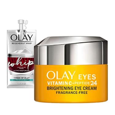 Imagem de Olay Vitamina C + Peptide 24 creme para os olhos, sem fragrância, 14 g + hidratante facial de chicote para viagem/conjunto de presente tamanho de teste