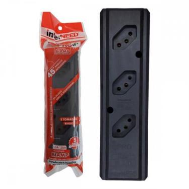 Imagem de Tomada Barra Interneed 2P+T. Preta 20A. Tripla - Pro45, Preto