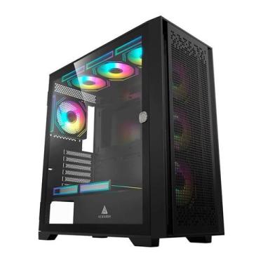 Imagem de Gabinete Gamer ACegeek Flipped-M, Mid-Tower, Lateral de Vidro, Preto, 