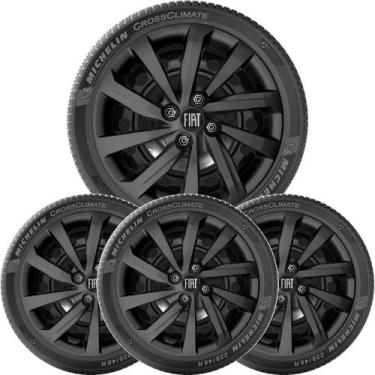 Imagem de 4x Calota FIAT MOBI ARGO CRONOS Aro 15 Preto Logo Novo 167cp - Grid
