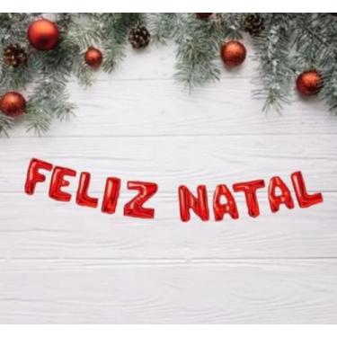 Imagem de Kit Balões Balão Metalizado Vermelho De 37 Cm - Feliz Natal - bijoprat