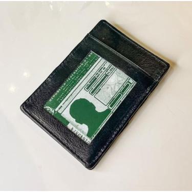 Imagem de Carteira mágica masculina em couro preta - Encanto Laser