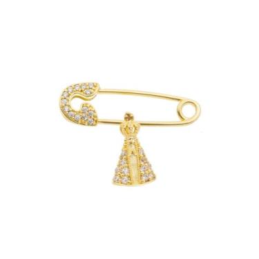 Imagem de Alfinete Batismo Nossa Senhora Aparecida Folheado a Ouro 18k - Crislu