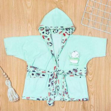 Imagem de Roupão de Bebê Maffessoni com Capuz Estampado Verdinho - Era Uma Vez, 