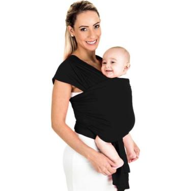Imagem de Baby Sling Mamãe Canguru Malha 100% Algodão 5 Metros - Rafaloro, Preto