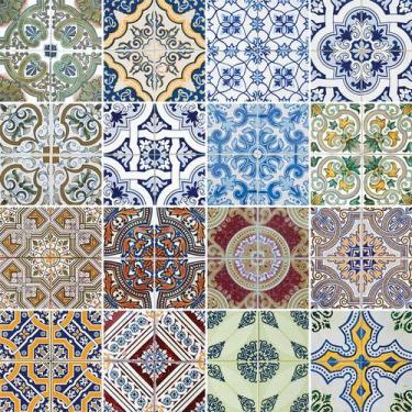 Imagem de Adesivo de Azulejo - Ladrilho Hidráulico - 10cm x 10cm - 16un - 326Azp