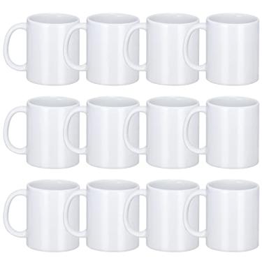 Imagem de DANALLAN Canecas de sublimação, canecas de café premium, conjunto de 12 xícaras de sublimação de cerâmica branca 325 ml, caneca de café de Natal para sopa, chá, leite, latte, chocolate quente