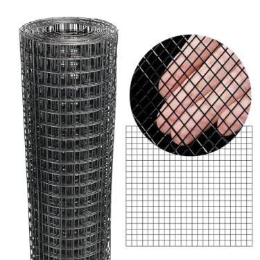 Imagem de Rolo de malha de arame galvanizado de 20 cm x 50 cm revestido de vinil de aço PVC preto (19 GA) Rolo de cerca de arame galvanizado, para cercas de galinheiro, malha de tela, cercas de coelho/cobra