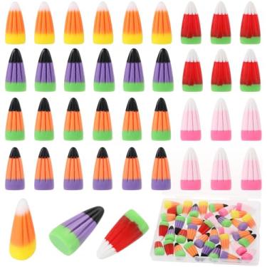 Imagem de EVERMARKET 36 peças de decoração de milho doce de resina, adorno de milho doce falso, resina, milho, artesanato, decorações de Halloween com caixa de armazenamento para bricolage, guirlanda,