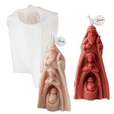 Imagem de Tone Fun Moldes de silicone em forma de família de Jesus para fazer velas, resina, velas de aromaterapia, sabonete de cera artesanal, decoração de casa, artesanato