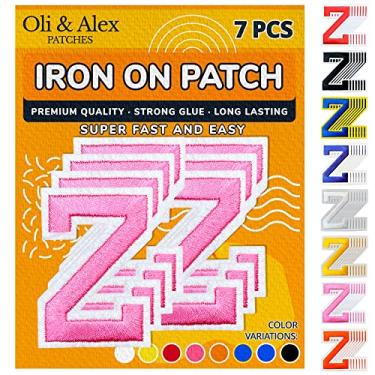 Imagem de Oli and Alex Iron On Letters 6 cm - 7 peças de adesivos Z rosa letras para roupas - Super cola - sem necessidade de costura - bordado time de futebol escola universitário - rosa, Z