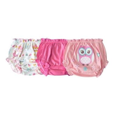Imagem de Kit 3 Calcinhas Bebê Tapa Fralda 100% algodão Luna 035N, 1, Rosa, Meni