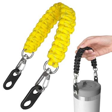 Imagem de Gearproz HydroCord 3.0 S, alça de substituição e clipes para copo Stanley, serve para copos de canudo Iceflow Flip e garrafas de água de boca larga com alças de parafuso, alça de ombro (amarelo)
