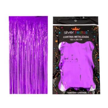 Imagem de Cortina Metalizada Roxa 100 X 200 Cm Un - Silverfestas - SILVER PLASTI
