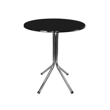 Imagem de Mesa Bistrô Baixo Cromado com Tampo Redondo Preto