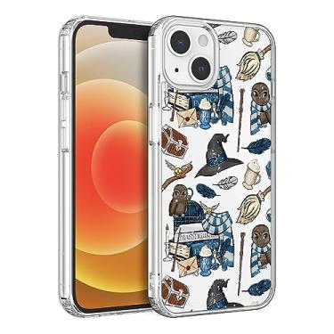 Imagem de BOXUEZHENU Compatível com capa moderna para iPhone 15, capa protetora à prova de choque resistente a arranhões TPU transparente (Harry-Magic-6)