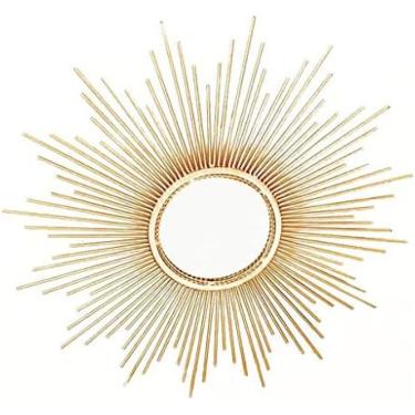 Imagem de Espelhos De Parede Espelho De Ferro Pendurado Na Parede Espelho Do Banheiro Espelho De Entrada Espelho De Decoração Do Sol,Ouro,80 * 80 * 3cm,YUYANAIAI