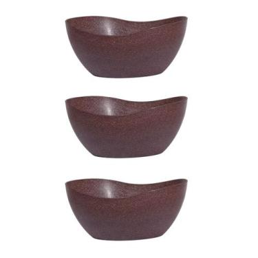 Imagem de 3un Tigela saladeira bowl oval servir 1,9lt marrom escuro - Evo