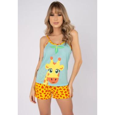 Imagem de Baby Doll Vekyo Adulto Estampa Girafa, GG, Mulher, Verde