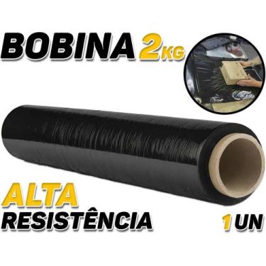 Imagem de Rolo Bobina Filme Stretch Preto Tubete 500x25 C/ 100m 2kg - Brester