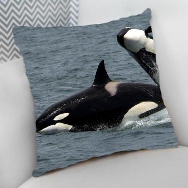 Imagem de Almofada Decorativa Cheia c/ Zíper 40x40 Praia Mar Oceano Peixe - Delu