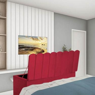 Imagem de Calçadeira Baú Recamiel Casal 140CM Alanis Suede Vermelho - D A DECOR 