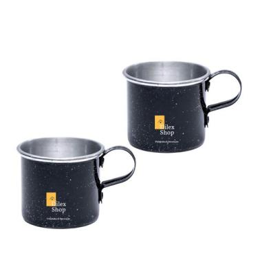 Imagem de Kit 2 Canecas Coloridas Xícaras Retrô Em Alumínio Café Chá - DI ALUMÍN