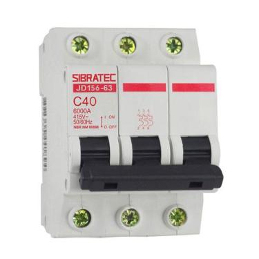 Imagem de Kit 02 disjuntor tripolar din (mini) trifásico 40a - SIBRATEC