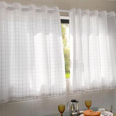 Imagem de Cortina Voil Branca Pérola Sala/Quarto 200cm x 120cm 100% Poliéster co