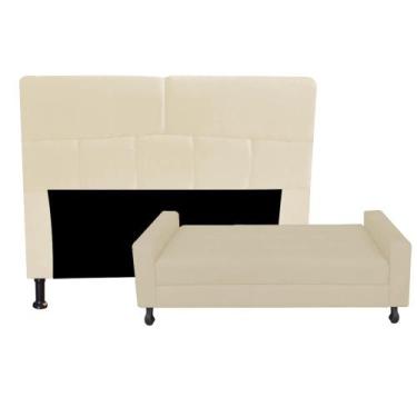 Imagem de Kit Félix com Cabeceira Dona 1,95 cm King Size  Baú Quarto Sala Suede 